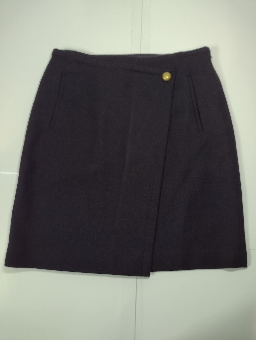 Talbots Black Wrap Mini Skirt with Gold Button Size (6)